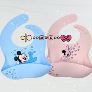 Bavaglini in silicone MINNIE E TOPOLINO Cuoricini e Nuvolette