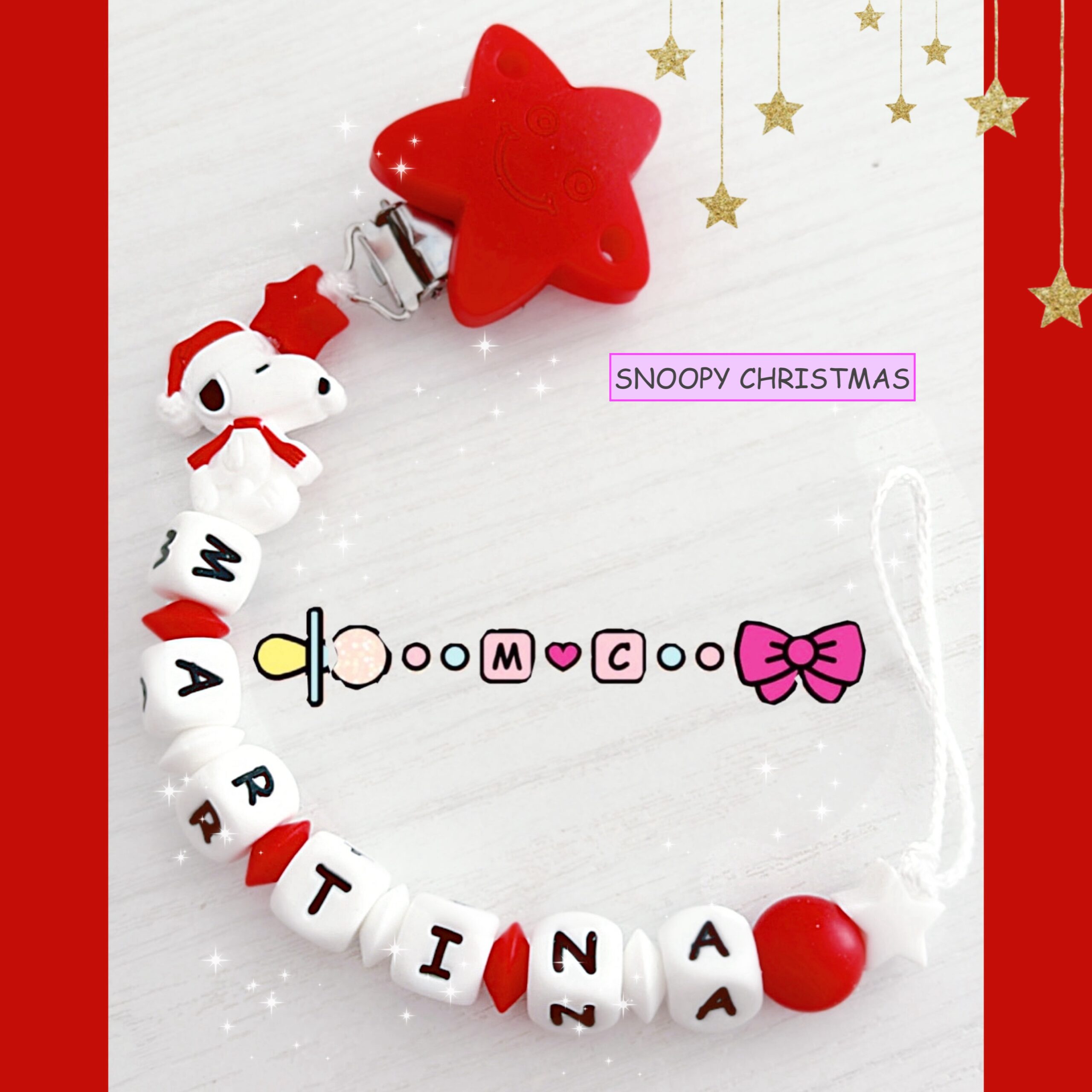 Catenina Portaciuccio Massaggiangengive Snoopy Christmas