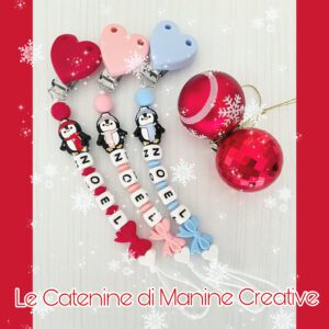 Catenina Portaciuccio Massaggiangengive Pinguini di Natale