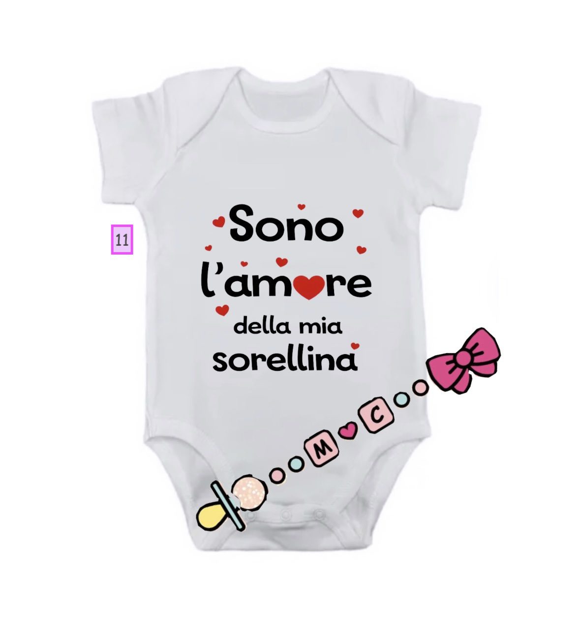 BODY IN COTONE CON FRASI PER DIVERSE OCCASIONI - immagine 12
