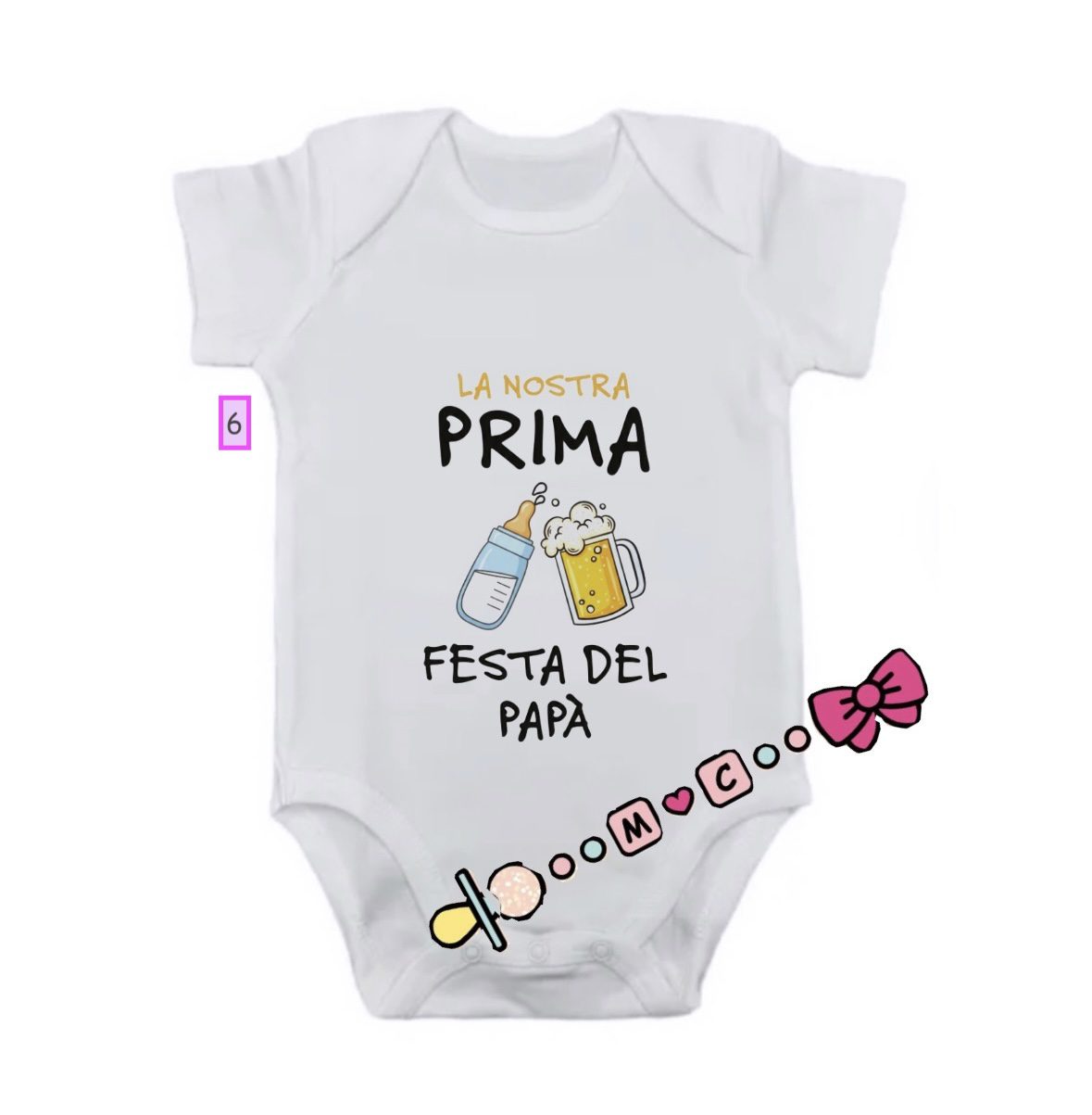 BODY IN COTONE CON FRASI PER DIVERSE OCCASIONI - immagine 7