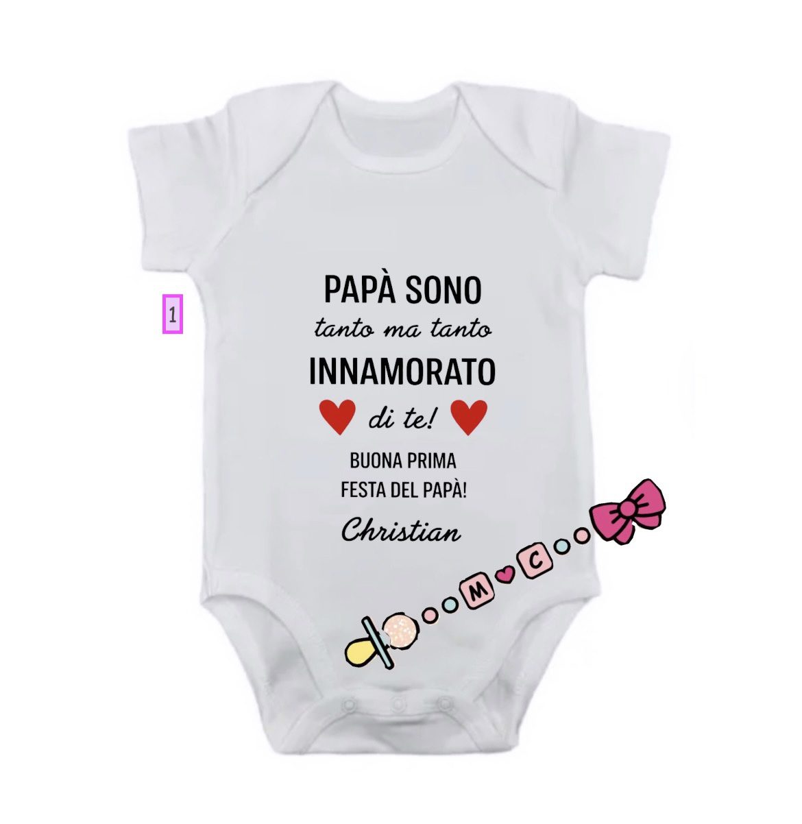 BODY IN COTONE CON FRASI PER DIVERSE OCCASIONI - immagine 2