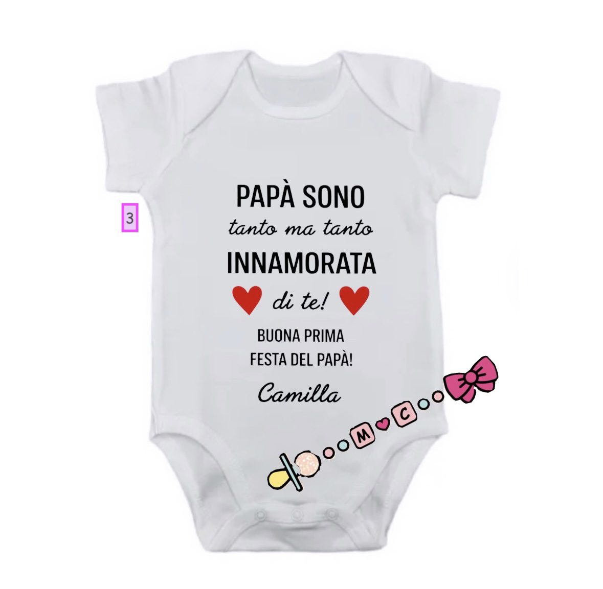 BODY IN COTONE CON FRASI PER DIVERSE OCCASIONI - immagine 4